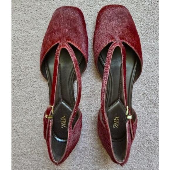 ZARA Double Strap Leather Ballet Flats NWT - Picture 3 of 16